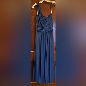 David’s Bridal Sapphire One Shoulder Asymmetrical Neckline Dress